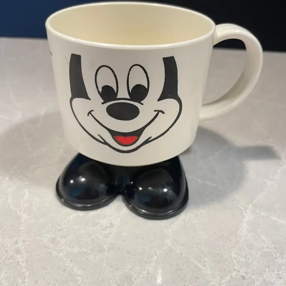 Vintage Mickey Mouse mug with feet Disney character kids cup mickey printed